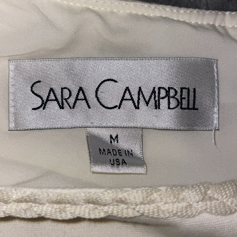 Sara Campbell Sleeveless‎ Dress.  Lined.  Fringe waist.  Size Medium. - Picture 2 of 12
